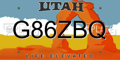 G86ZBQ Utah License Plate