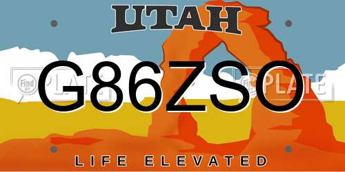 G86ZSO Utah License Plate