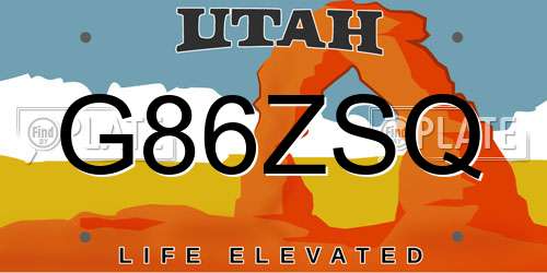 G86ZSQ Utah License Plate