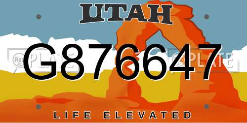 G876647 Utah License Plate