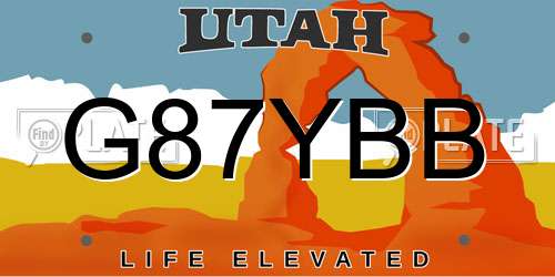 G87YBB Utah License Plate