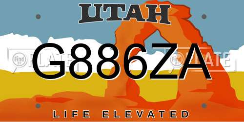 G886ZA Utah License Plate