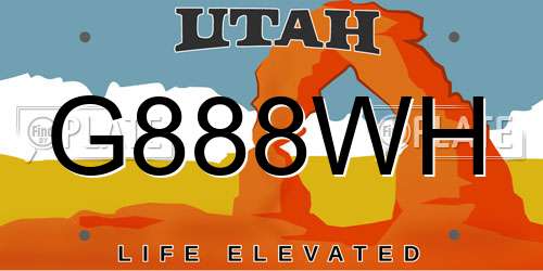 G888WH Utah License Plate