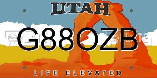 G88OZB Utah License Plate