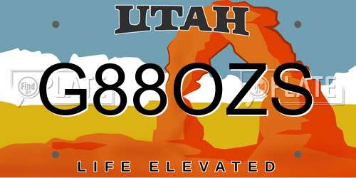 G88OZS Utah License Plate