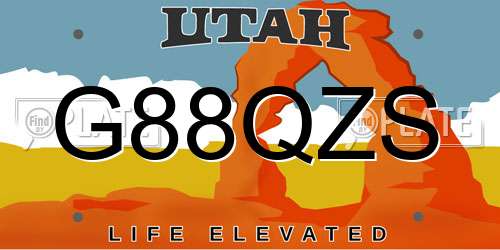 G88QZS Utah License Plate
