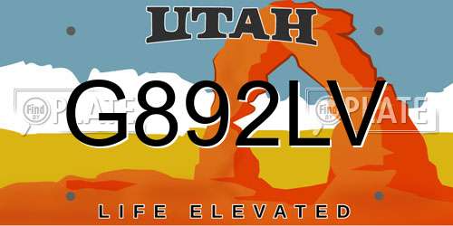 G892LV Utah License Plate