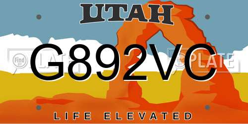 G892VC Utah License Plate