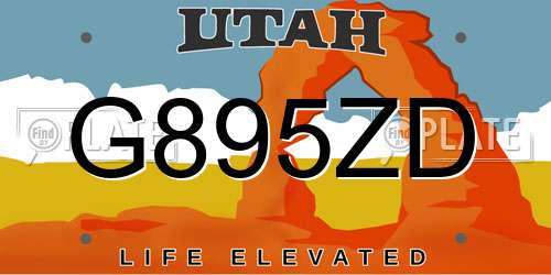 G895ZD Utah License Plate