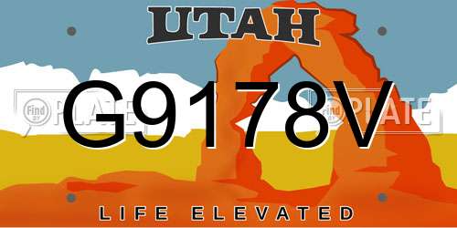 G9178V Utah License Plate