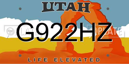 G922HZ Utah License Plate