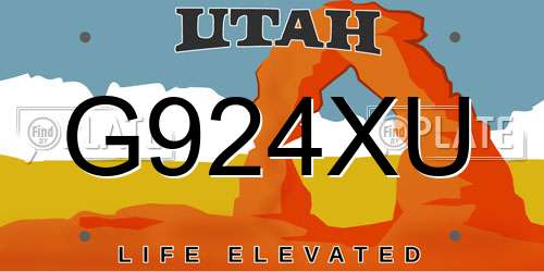G924XU Utah License Plate