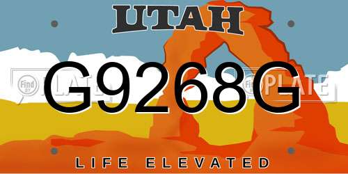G9268G Utah License Plate