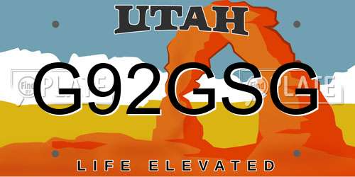 G92GSG Utah License Plate