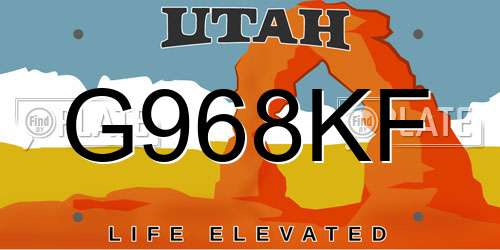 G968KF Utah License Plate