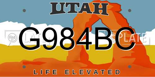 G984BC Utah License Plate