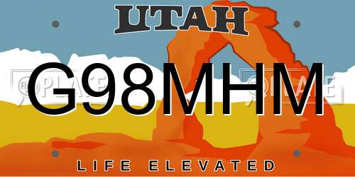 G98MHM Utah License Plate