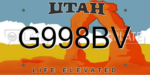 G998BV Utah License Plate