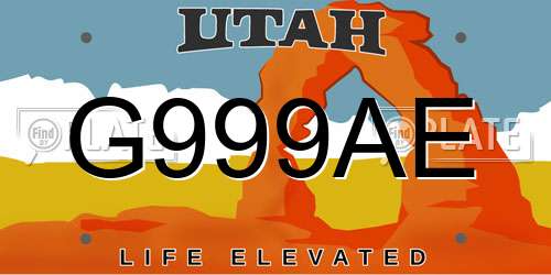 G999AE Utah License Plate