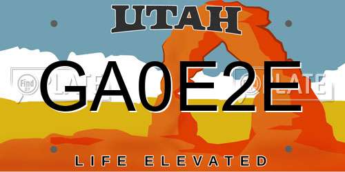 GA0E2E Utah License Plate