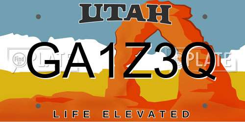 GA1Z3Q Utah License Plate