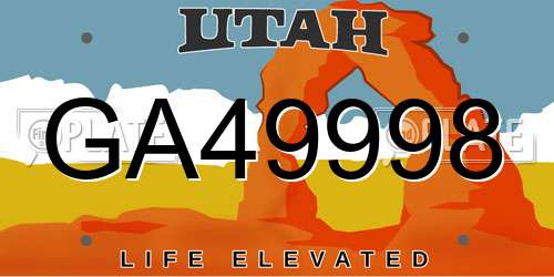 GA49998 Utah License Plate