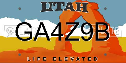 GA4Z9B Utah License Plate
