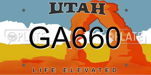 GA660 Utah License Plate