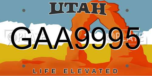 GAA9995 Utah License Plate