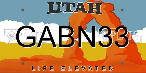 GABN33 Utah License Plate