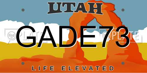 GADE73 Utah License Plate