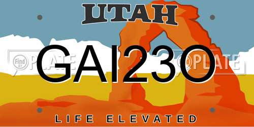 GAI23O Utah License Plate