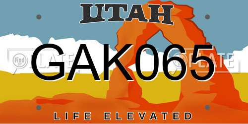 GAK065 Utah License Plate