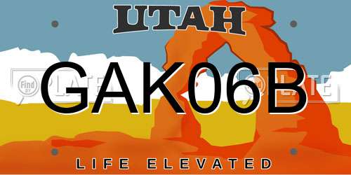 GAK06B Utah License Plate