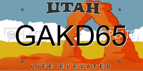 GAKD65 Utah License Plate