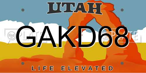GAKD68 Utah License Plate