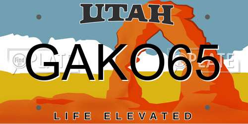 GAKO65 Utah License Plate