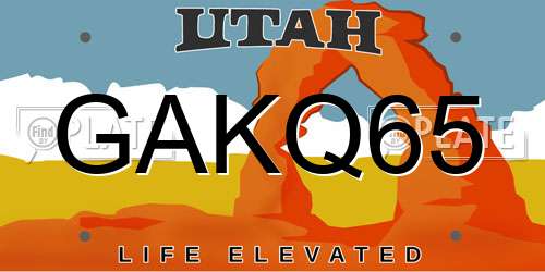 GAKQ65 Utah License Plate