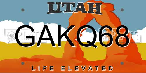 GAKQ68 Utah License Plate