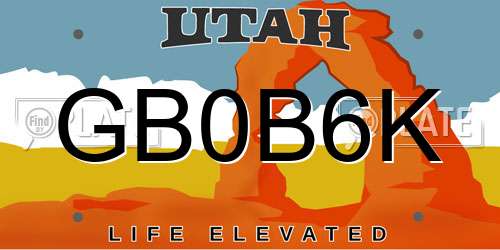 GB0B6K Utah License Plate