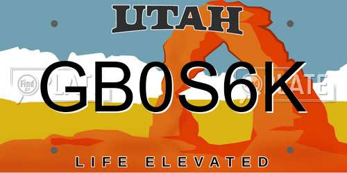 GB0S6K Utah License Plate