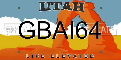 GBAI64 Utah License Plate