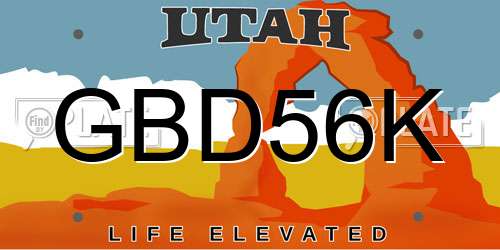 GBD56K Utah License Plate