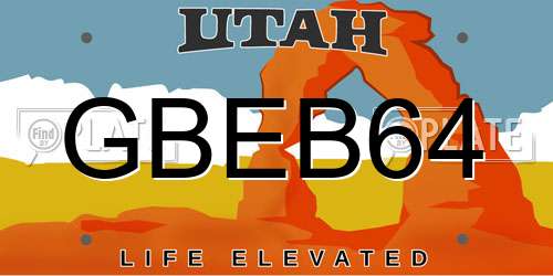 GBEB64 Utah License Plate