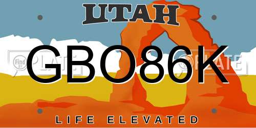 GBO86K Utah License Plate
