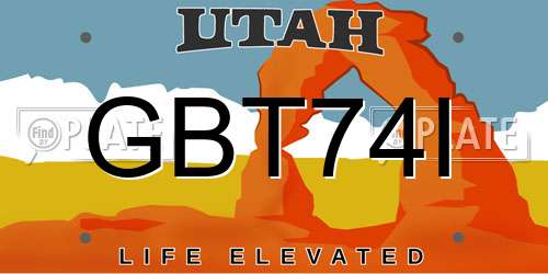 GBT74I Utah License Plate