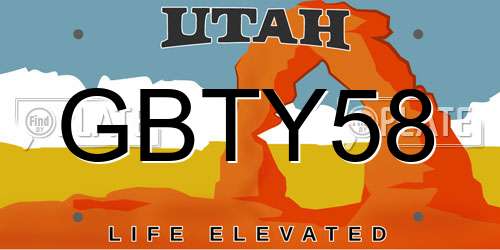 GBTY58 Utah License Plate