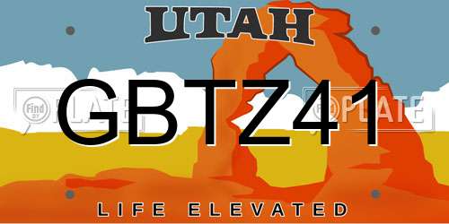 GBTZ41 Utah License Plate
