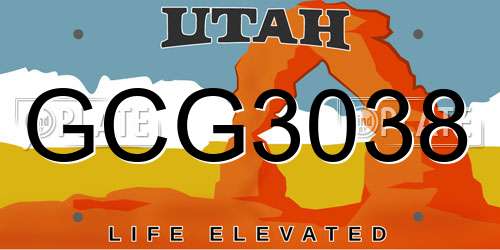 GCG3038 Utah License Plate