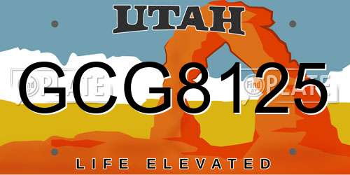GCG8125 Utah License Plate